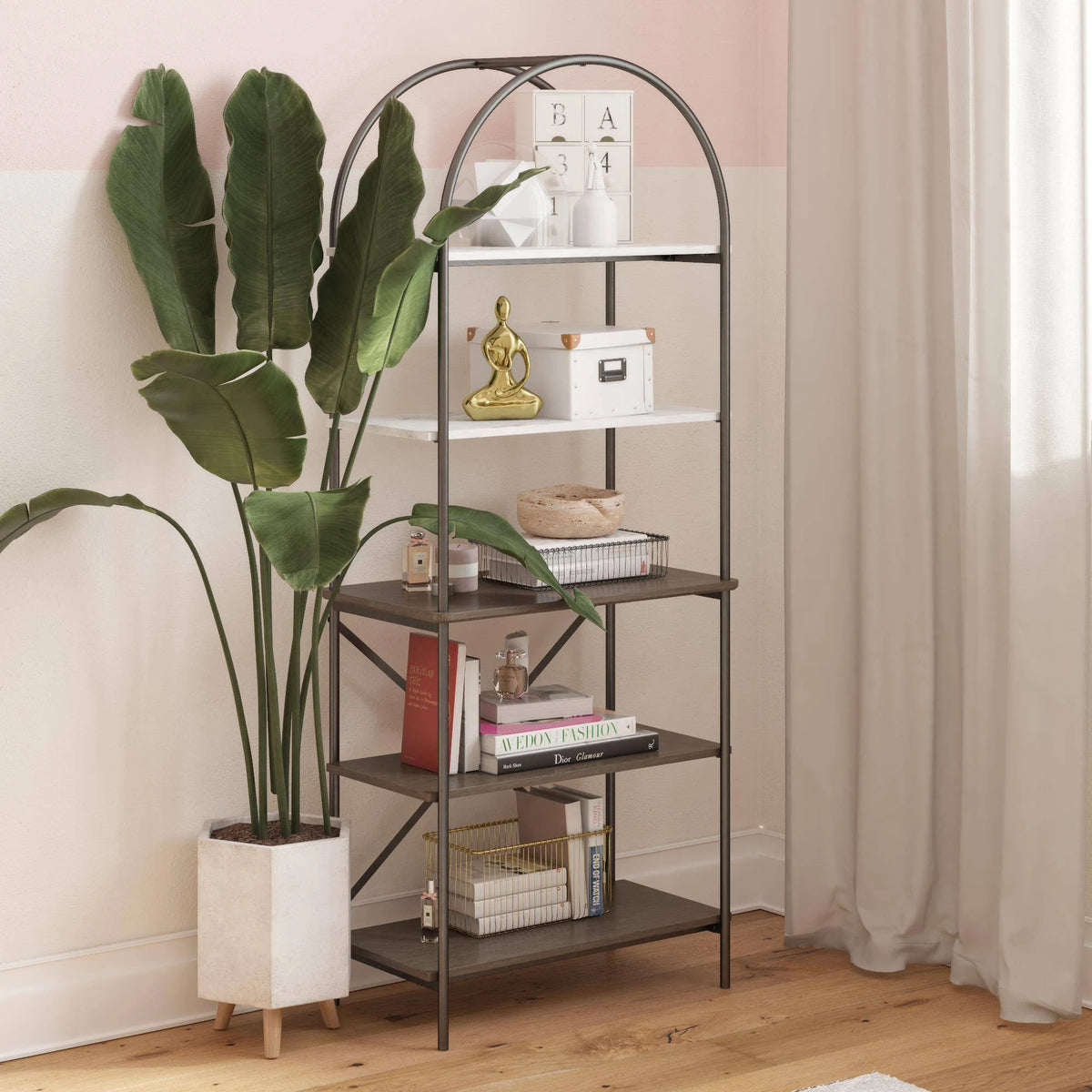 Gray Oak 5-Shelf Bookcase C3185