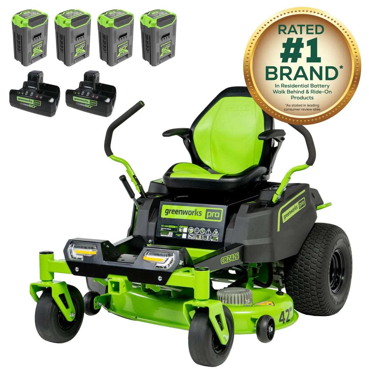 60V 42” Electric Zero Turn Mower with 8 Ah Batteries A4952