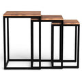 Sheesham Wood Nesting Tables with Black Metal Legs, Set of 3 A271056
