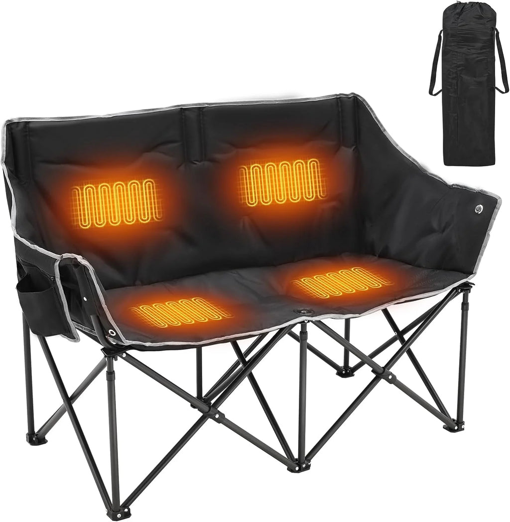 Heated 2-Person Folding Camping Chair 550 lbs E2288