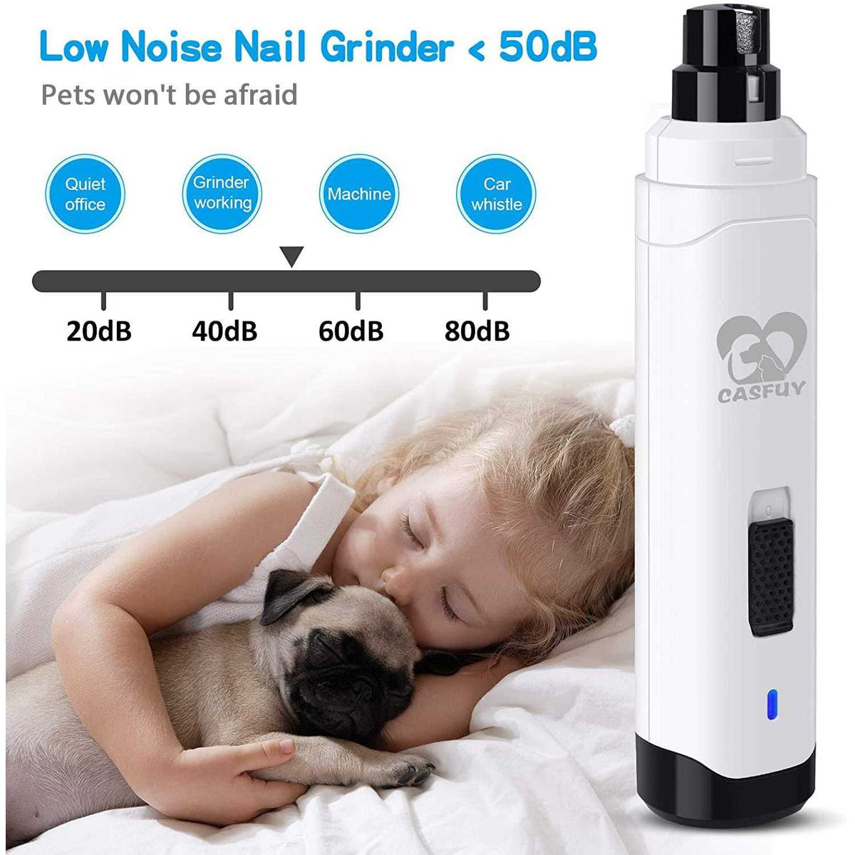 Dog Nail Grinder 2-Speed Electric Rechargeable Pet Nail Trimmer D169677