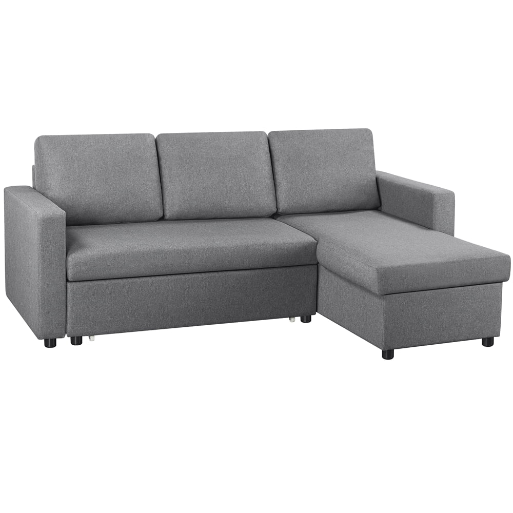 Dark Gray Reversible L-Shaped Sectional Sofa with Pull Out Bed X798