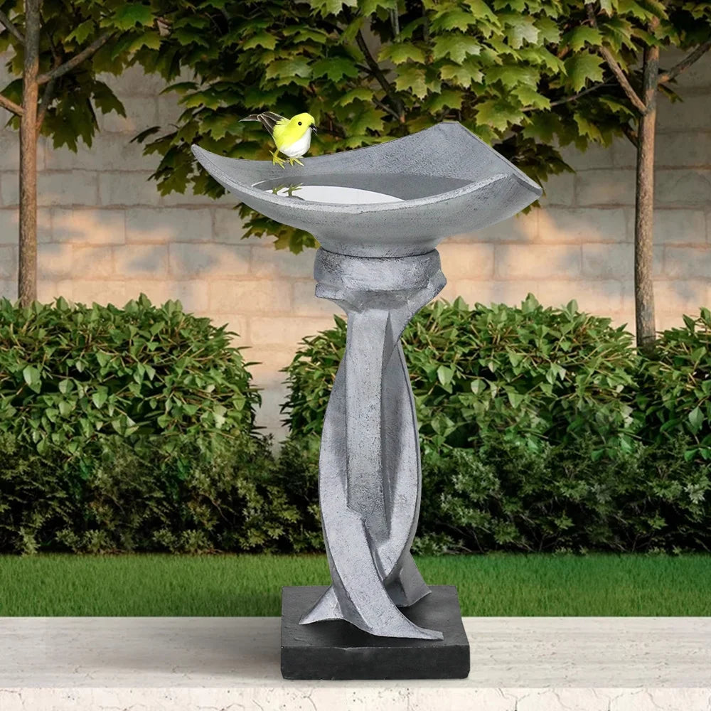 22.8" H Concrete Pedestal Bird Bath G46478