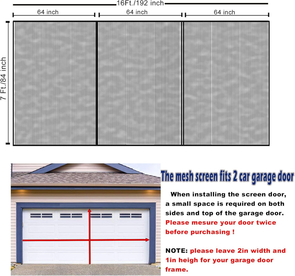 Retractable Magnetic Garage Door Screen Mesh Net, Pack of 2 T14585