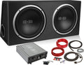 1000W Dual 10" Car Subwoofer with Ported Enclosure, Monoblock Amplifier, Wiring Kit and Remote Bass Knob V47784