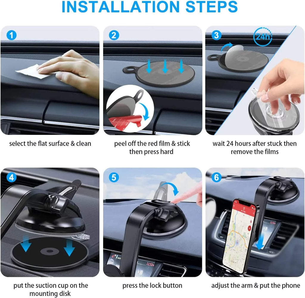 Suction Cup Phone Holder with 360 Rotation - Black Z9612