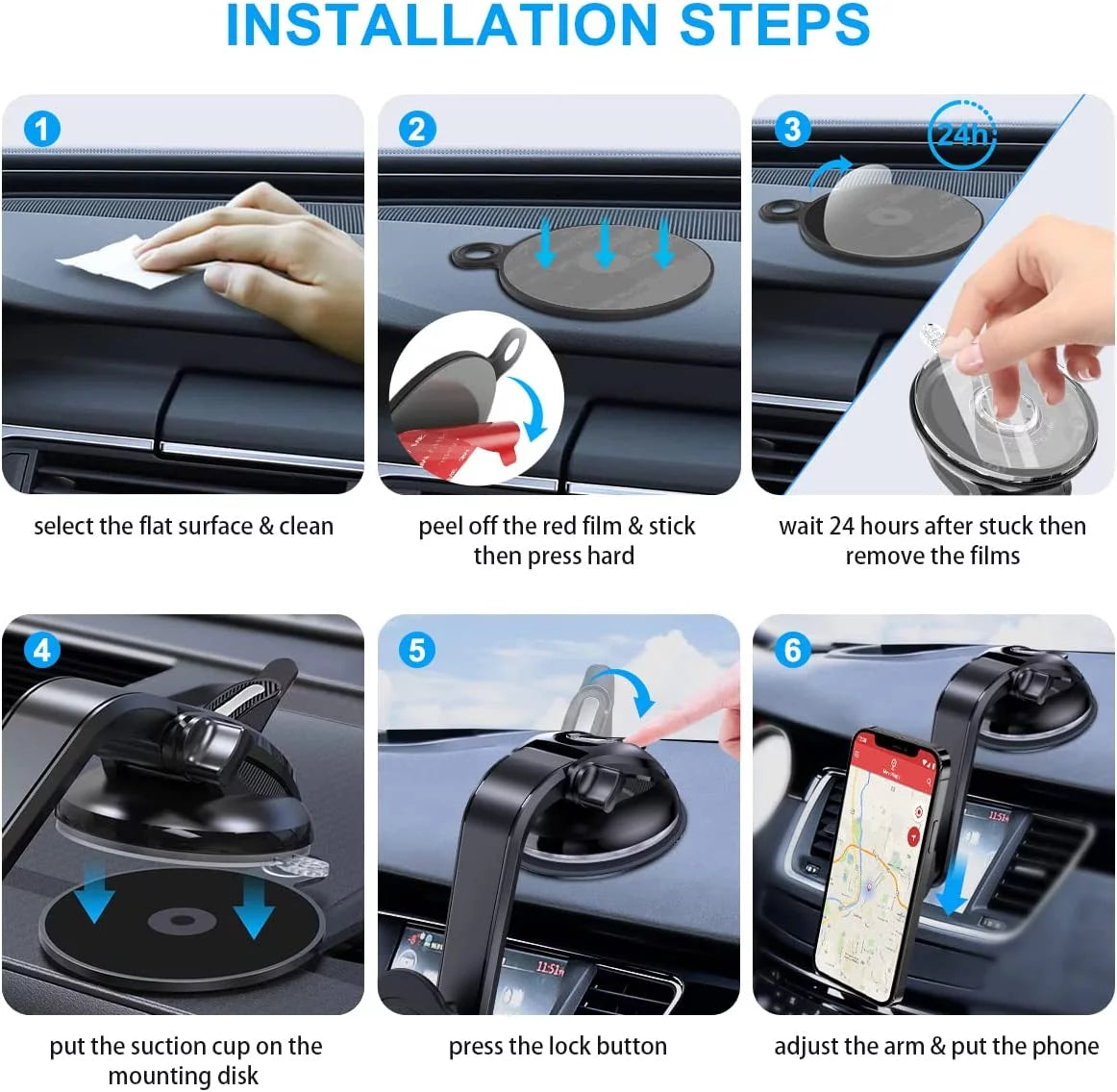 Suction Cup Phone Holder with 360 Rotation - Black Z9612