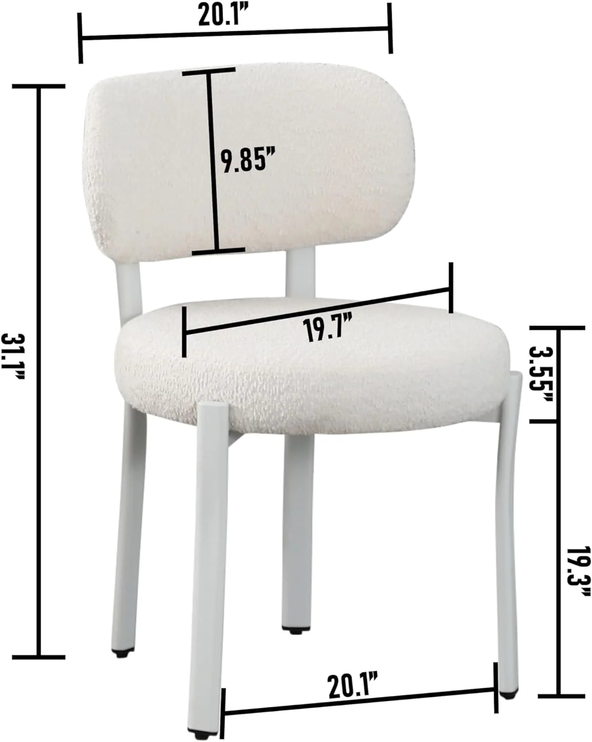 White Set of 6 Upholstered Boucle Dining Chairs H663111