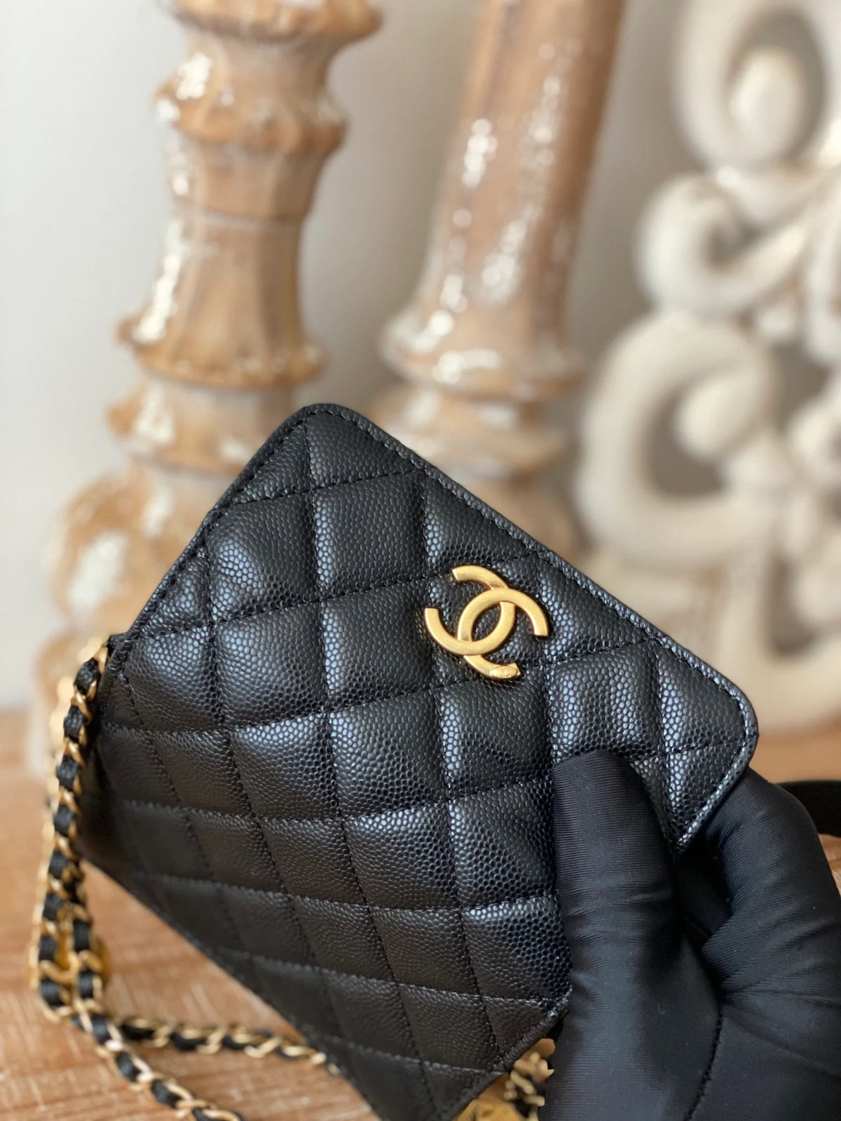 Black Clutch With Chain P9460