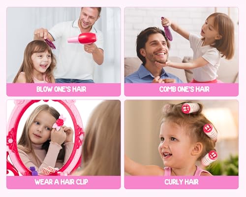 Toddler Vanity Makeup Table Toy with Mirror & Chair P602006