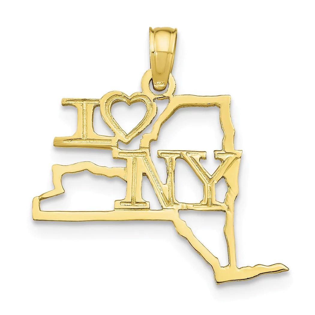 10k Gold New York State Pendant Necklace E41813