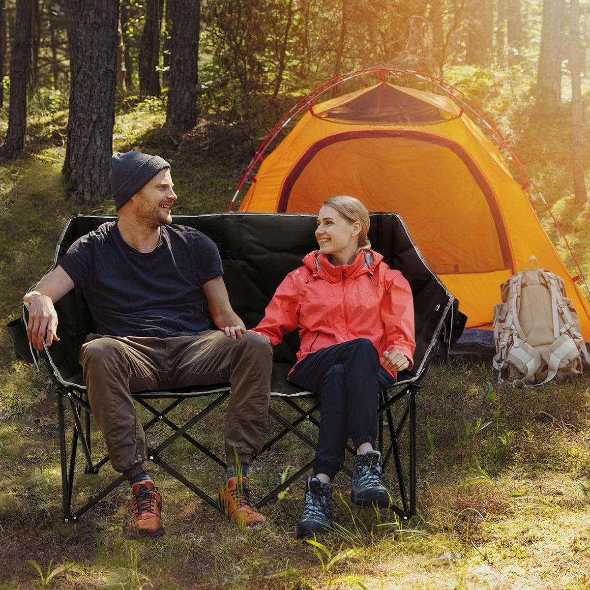 Heated 2-Person Folding Camping Chair 550 lbs E2288