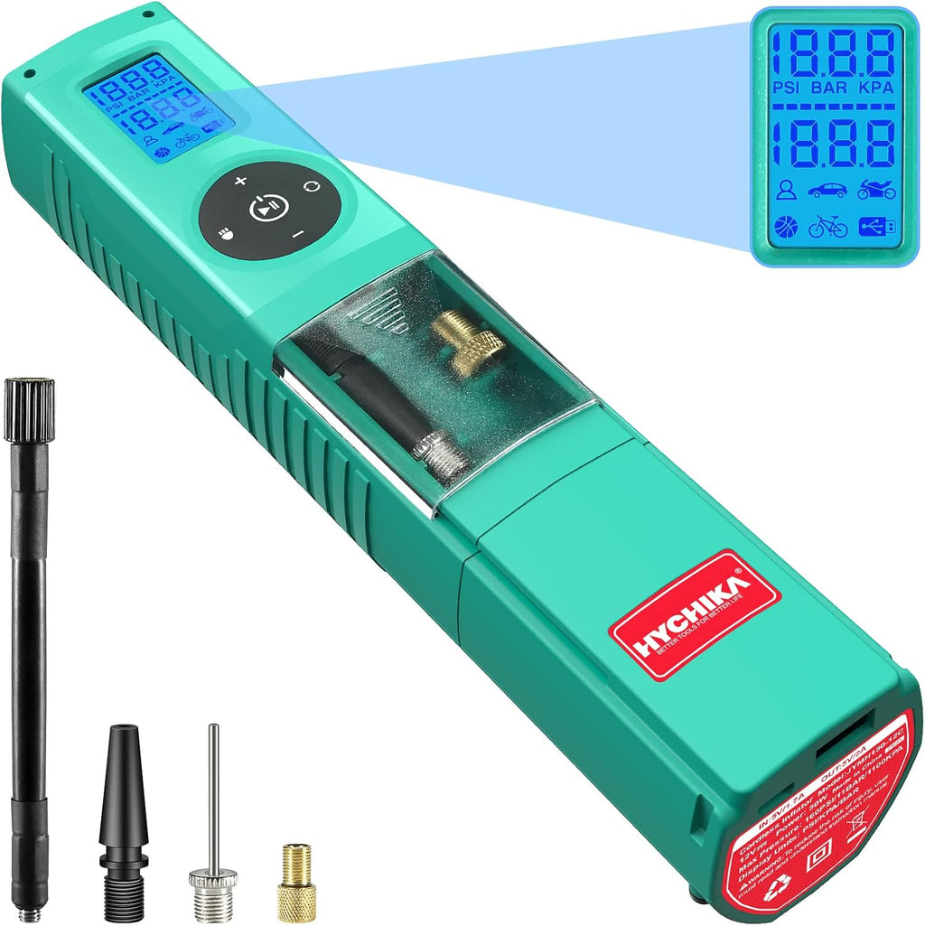 160PSI Portable Tire Inflator with Pressure Gauge, Dual Power Supply, LED Light, Pack of 2 E686
