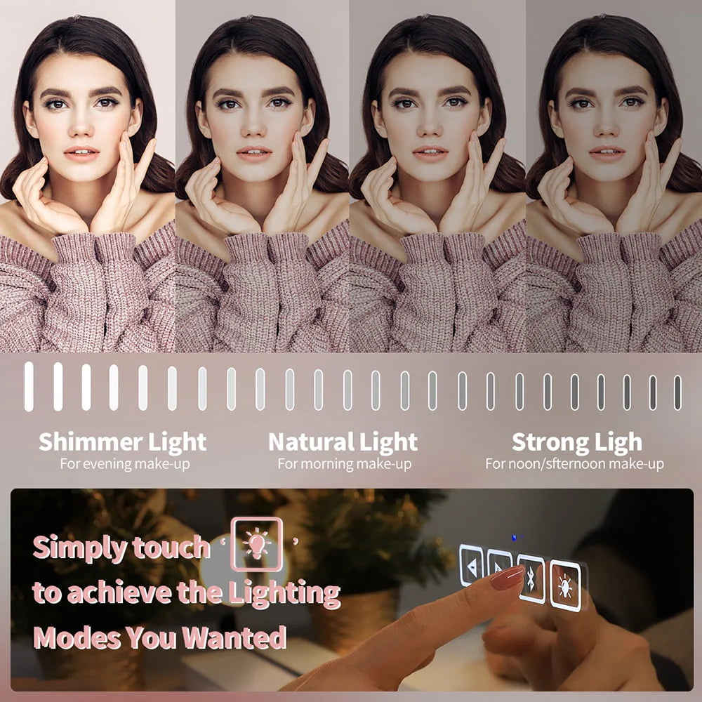 White Metal Vanity Mirror with Lights H469665