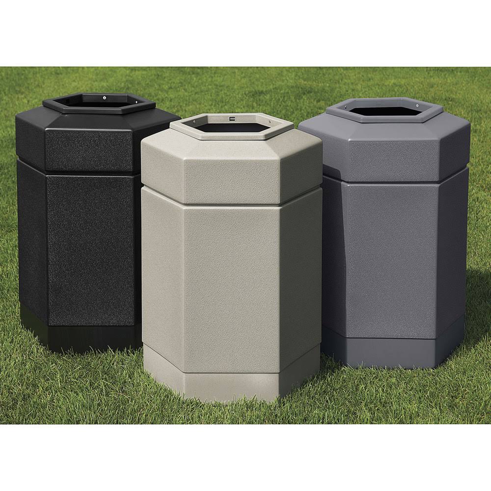 Beige 30-Gallon Hex Waste Container X4433