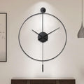 Large Decorative Wall Clock with Pendulum, Non-Ticking Silent Metal Wall Clocks, 29''×19.7‘’ E75046