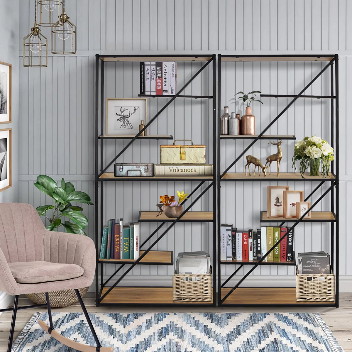6-Tier Metal Wood Bookcase K897