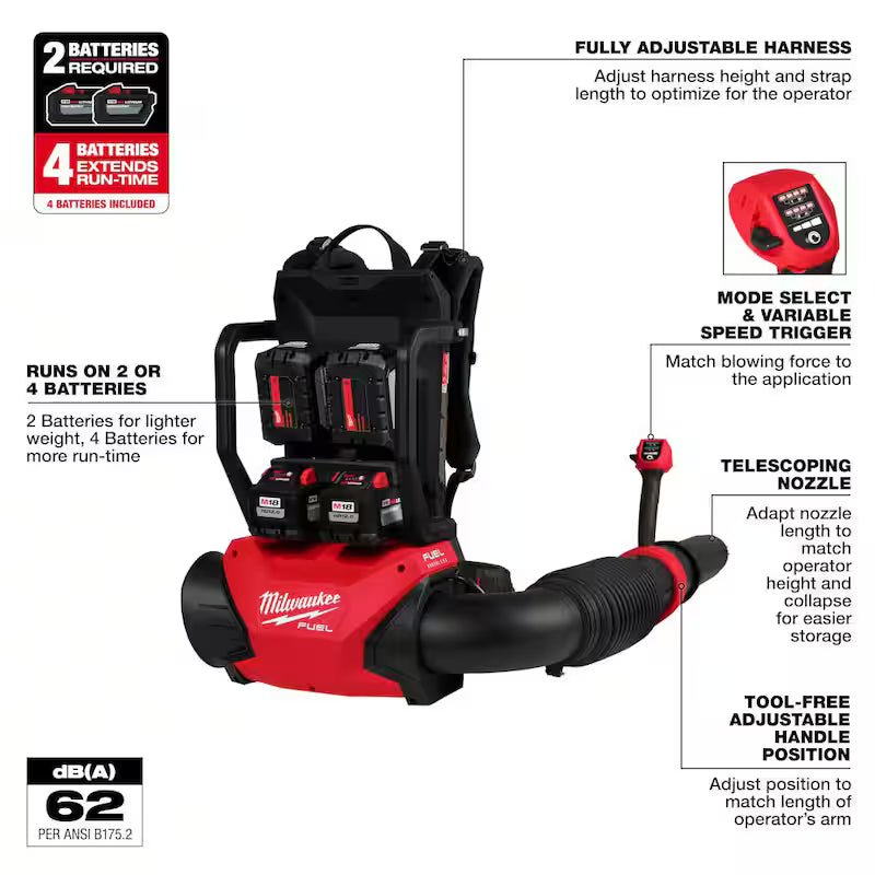 18V Brushless Cordless Backpack Blower Kit with 16 in. Chainsaw Z19392