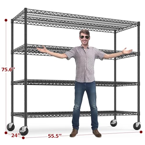 75.6" H Metal Wire Shelving Unit with Wheels D8205
