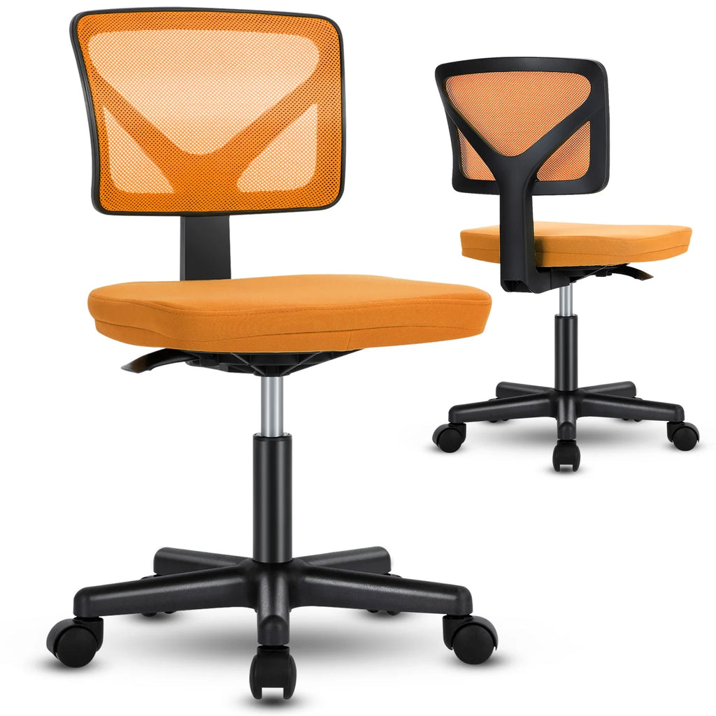 Armless Height Adjustable Orange Office Chair Y653668