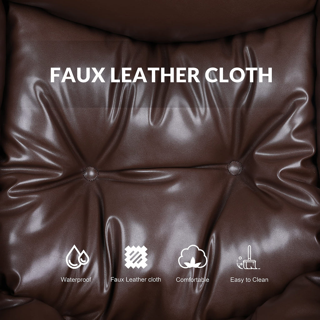 Brown PU Leather Reclining Armchair with Side Pocket H644