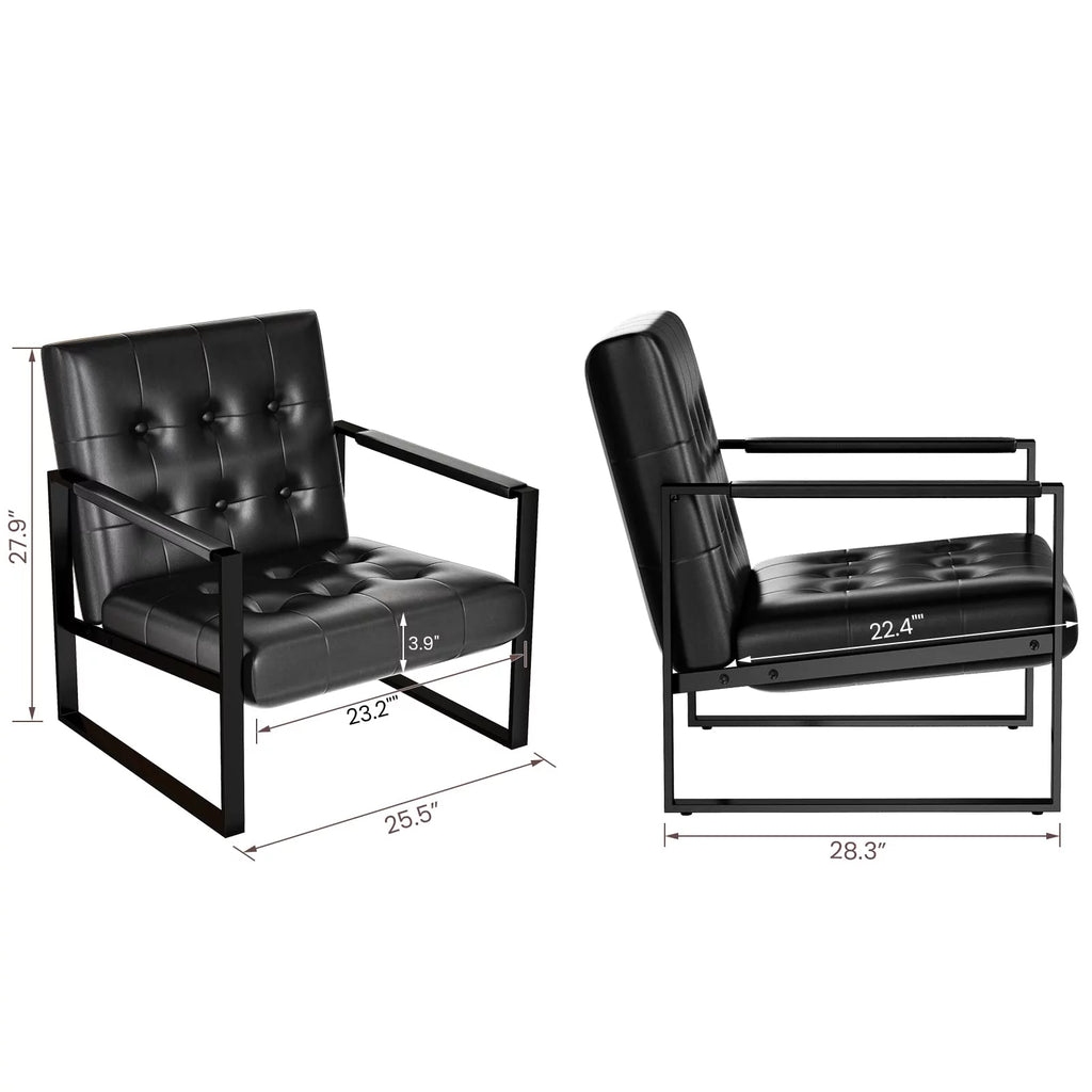 Leather Accent Chair Set of 2 Black Q212