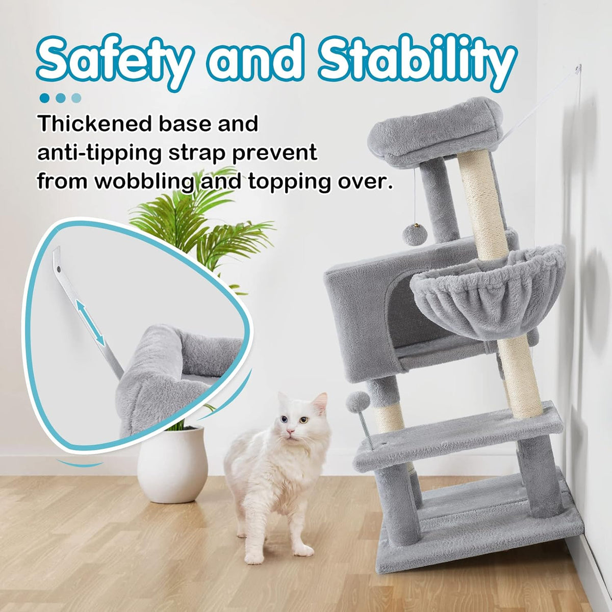 Cat Tree with Adjustable Base, Multi-Level Cat Furniture, Pack of 2 K6511