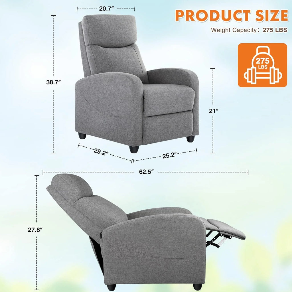PU Leather Recliner Chair with Lumbar Support M8098