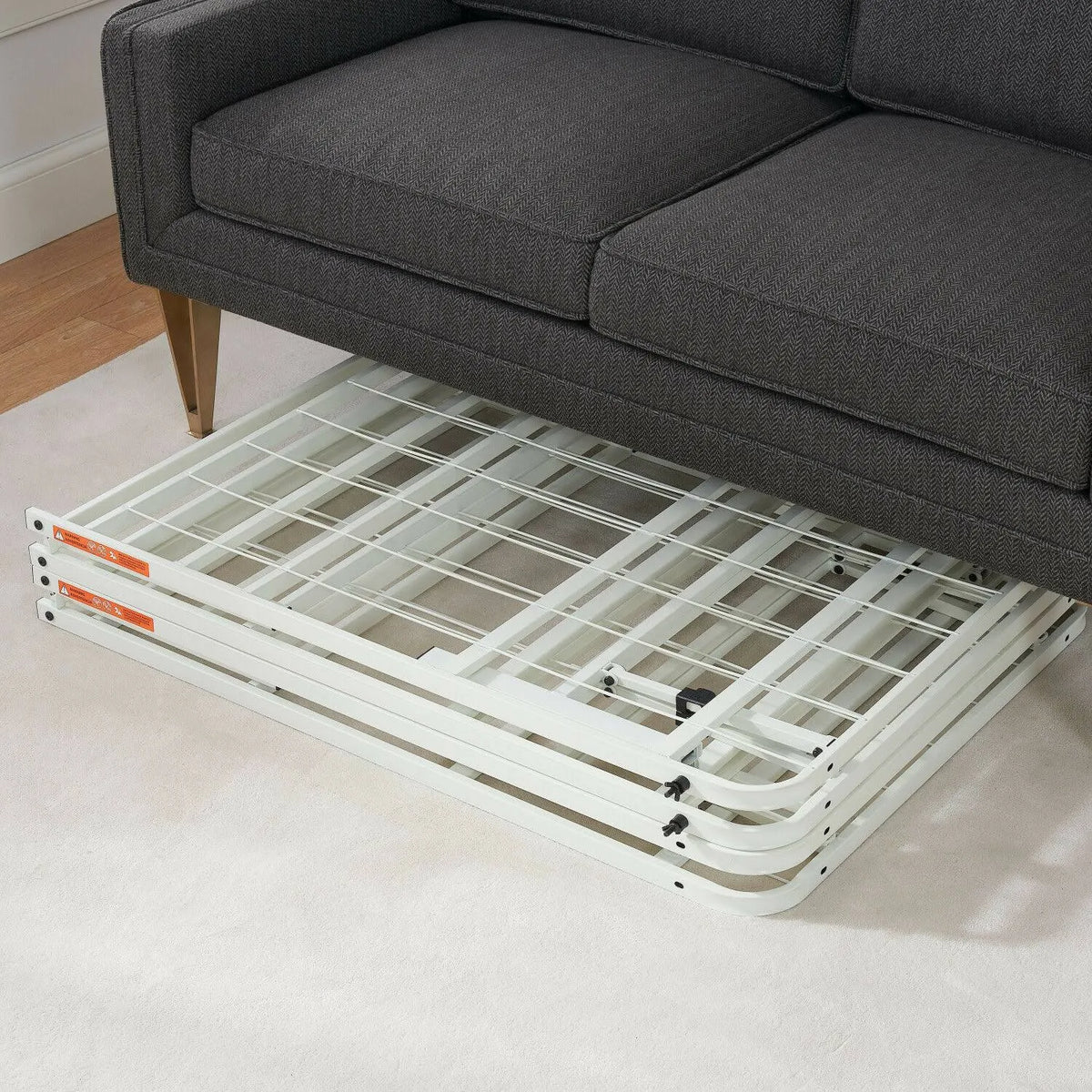 White Steel Bed Frame, King, 14 inch Height B4111