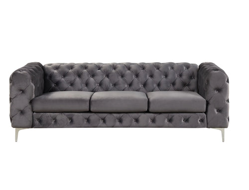 3 Pieces Gray Velvet Sofa and 2 Armchairs Q108