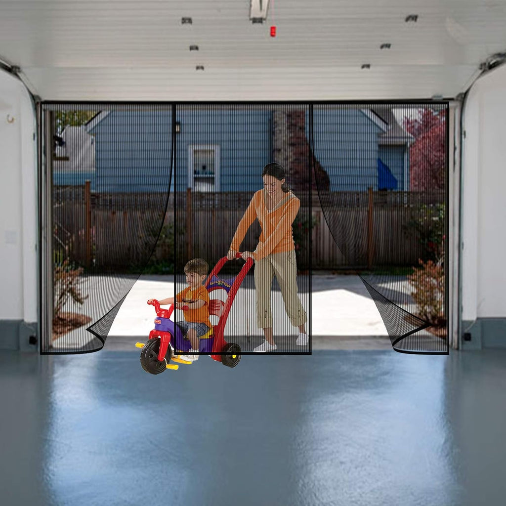 Retractable Magnetic Garage Door Screen Mesh Net, Pack of 2 T14585