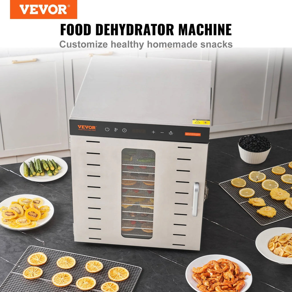 Food Dehydrator Machine, 10 Stainless Steel Trays, 1000W Electric Food Dryer S28767