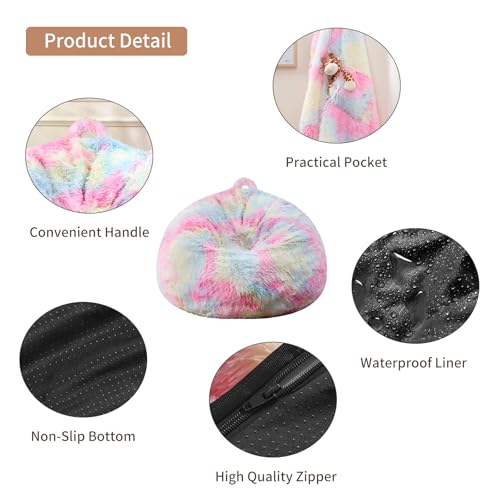 Waterproof Faux Fur 5FT Round Bean Bag Chair Cover with Pocket F974