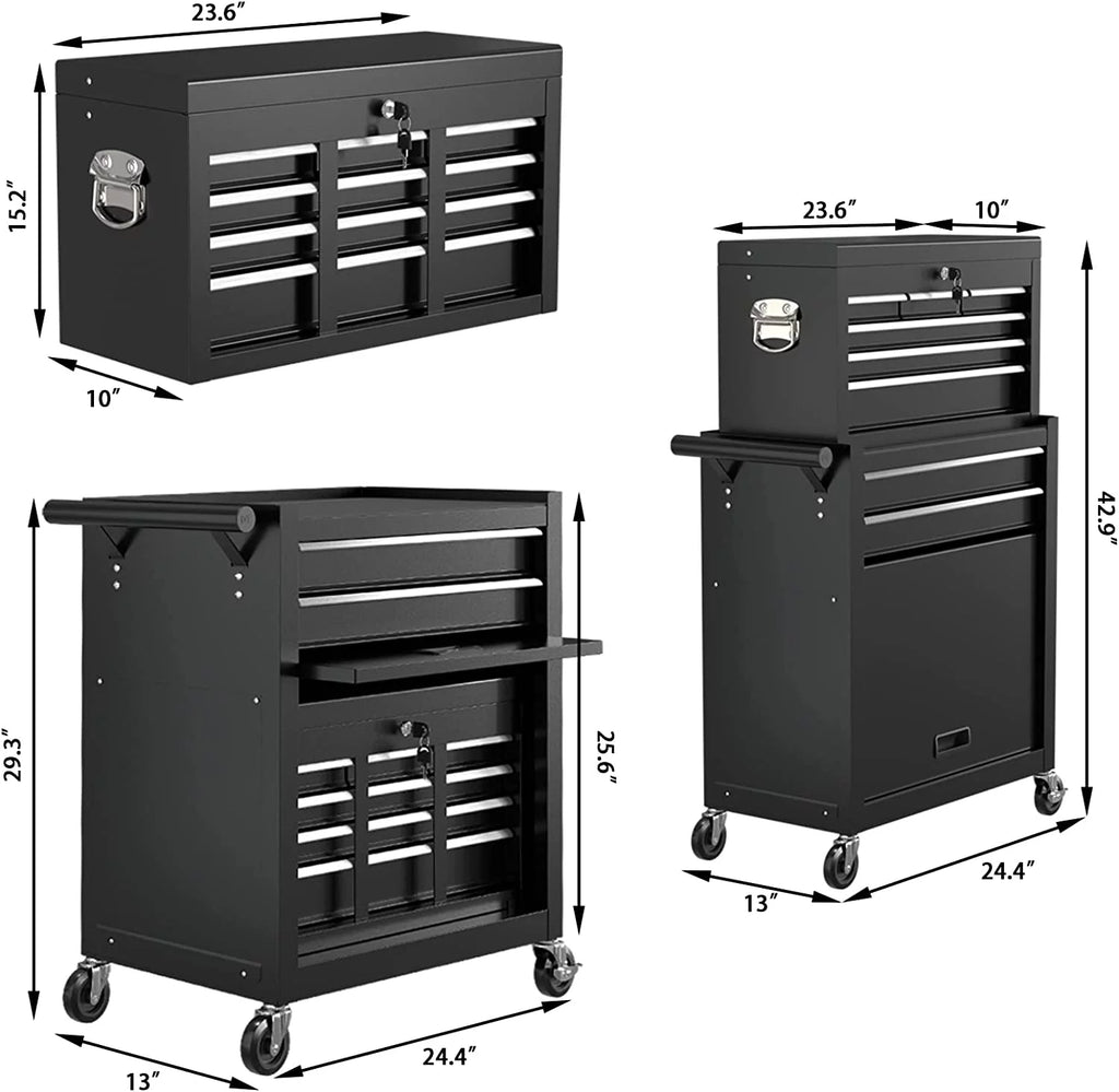 8 Drawer Rolling Tool Chest with Lockable Drawers I769