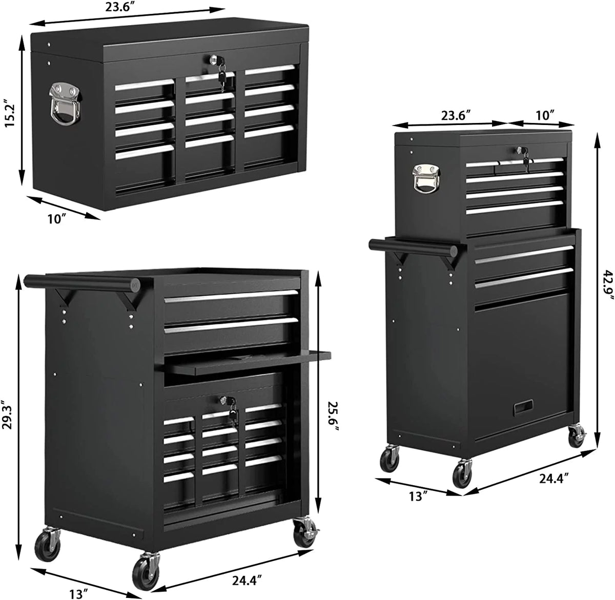 8 Drawer Rolling Tool Chest with Lockable Drawers I769