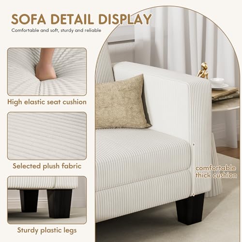 Green Corduroy L-Shaped Convertible Sectional Sofa 3 Seater T740