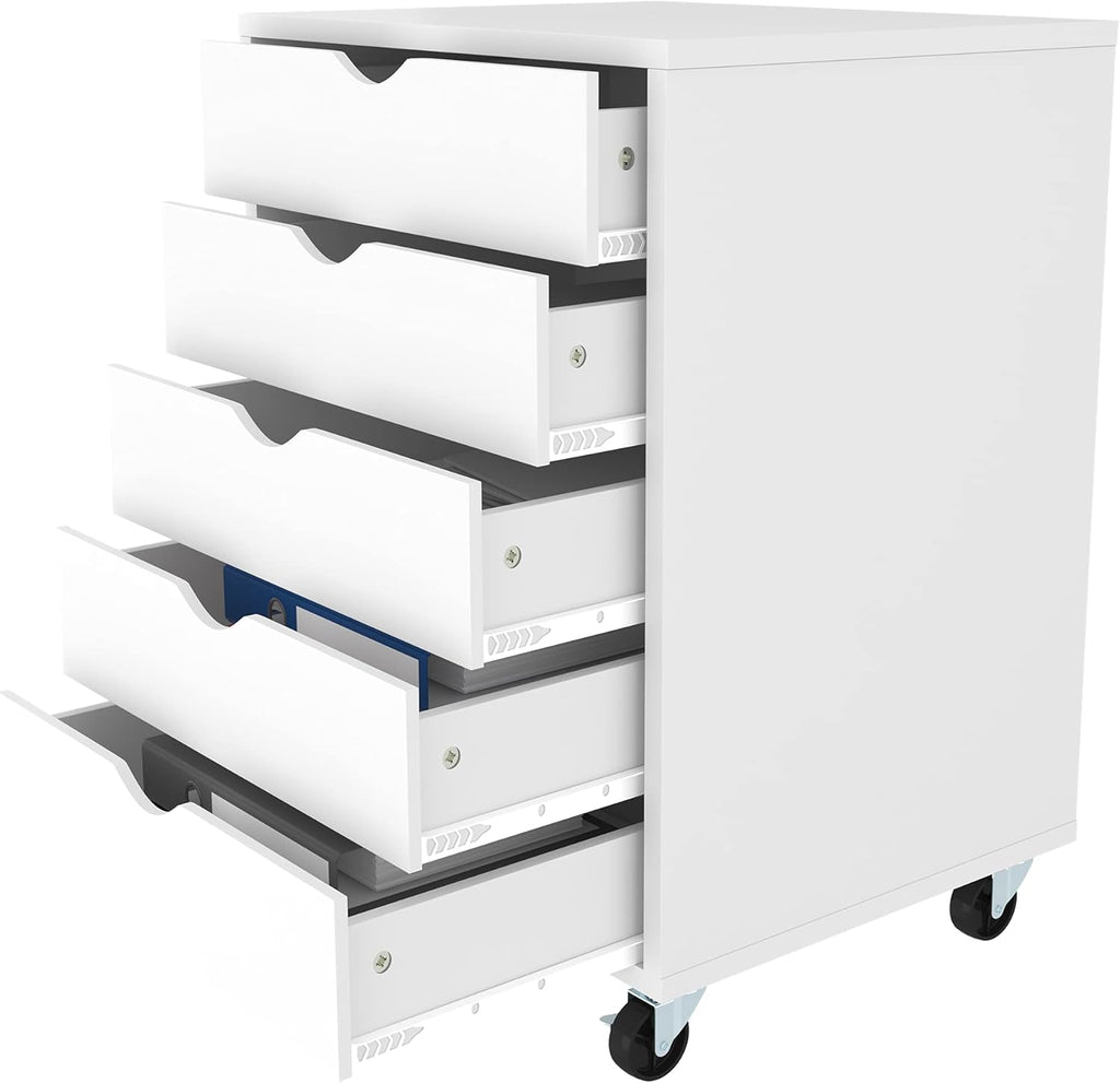Black 5 Drawer Mobile File Cabinet with Wheels D1699