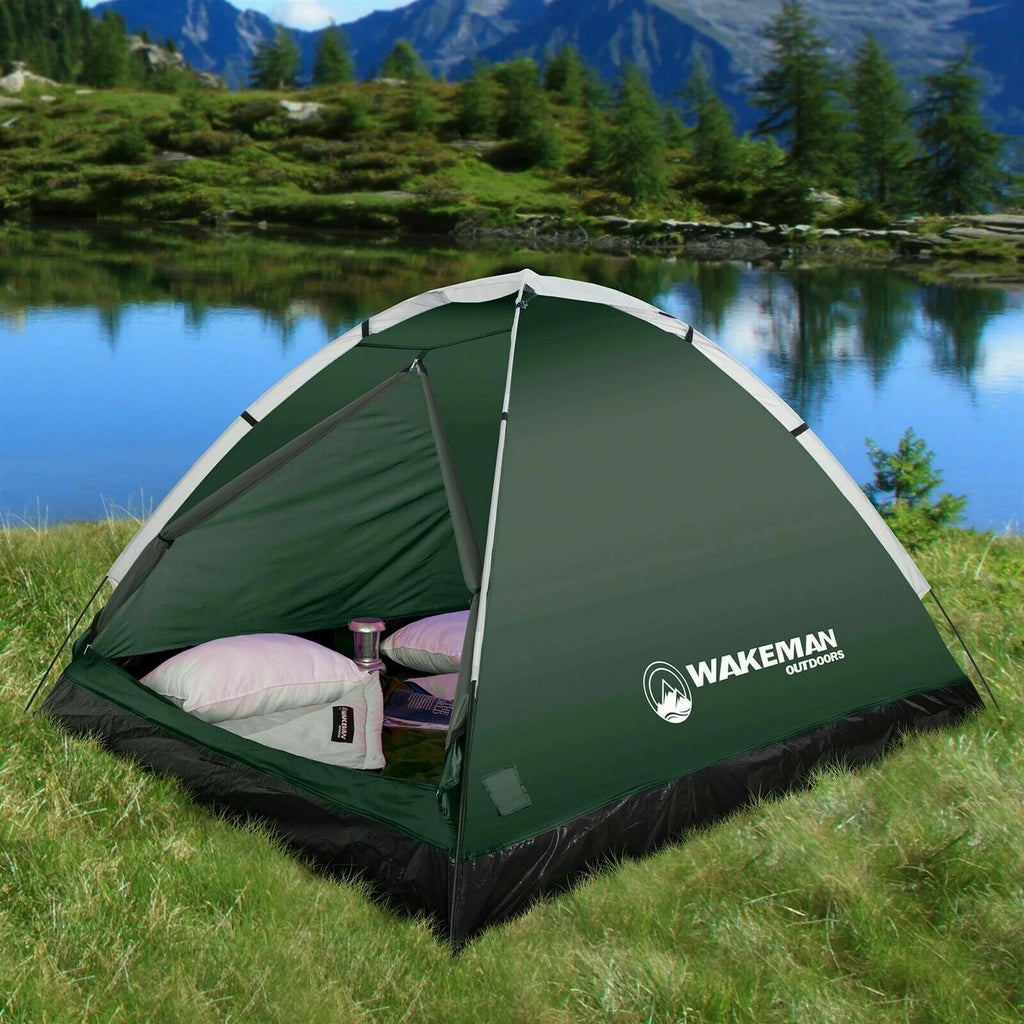 Green Two Person Camping Tent with Carry Bag Y7036