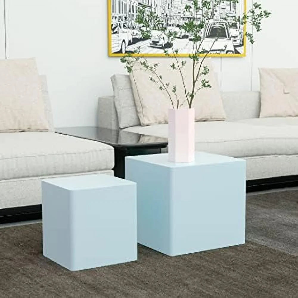 Nesting Coffee Table Modern Circle Wood Round End Table Set Black J26922