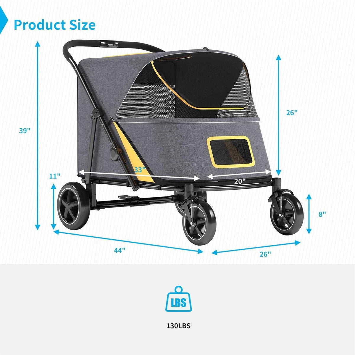Pet Stroller with Brakes and Storage Pocket B415701