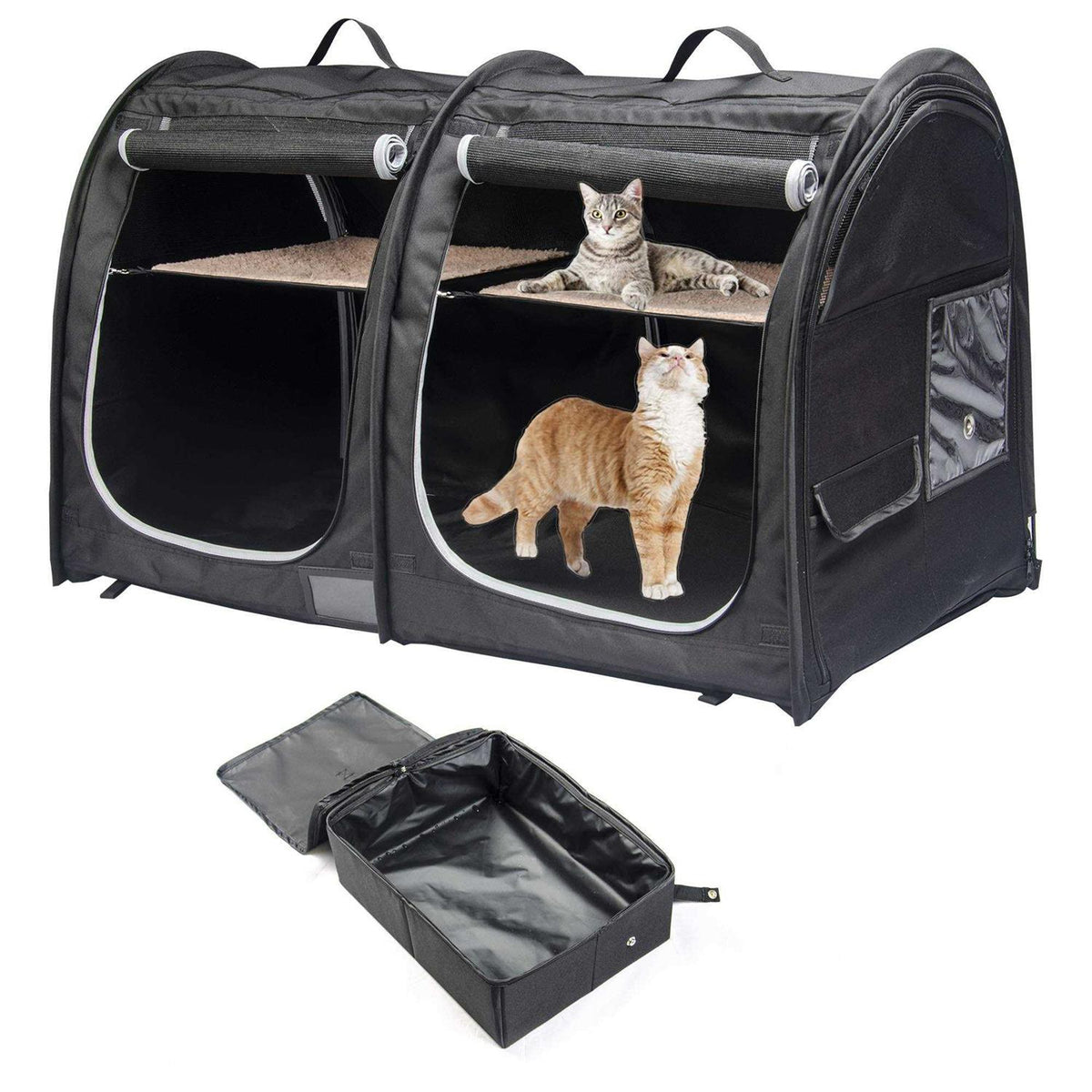 Portable Twin Compartment Cat Cage A535693