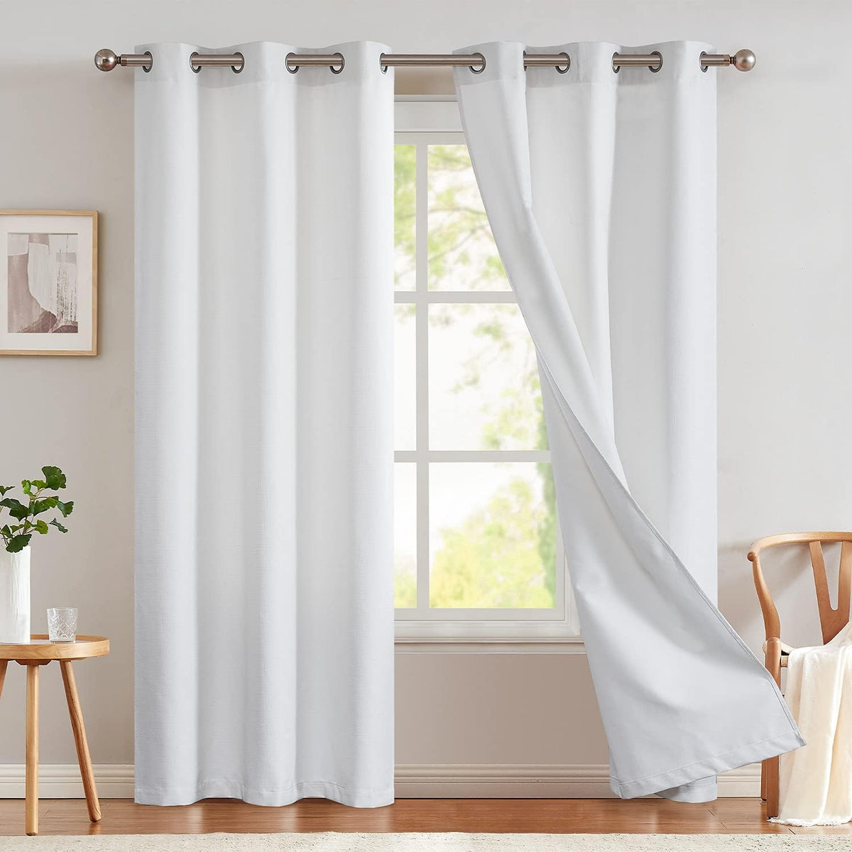 Grey Blackout Curtains 63 Inch Length 2 Panels Grommet Top Drapes A682