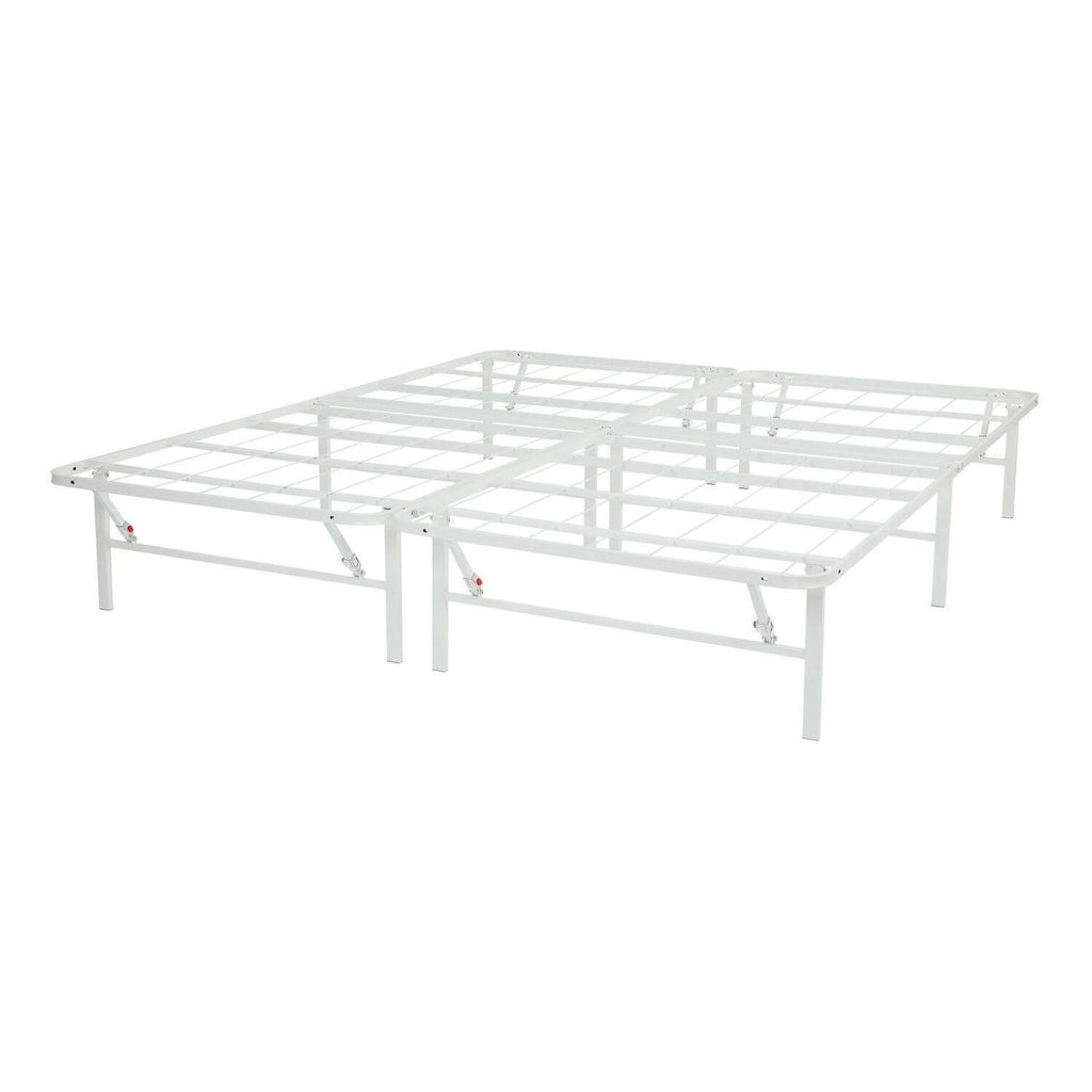White Steel Bed Frame, King, 14 inch Height B4111