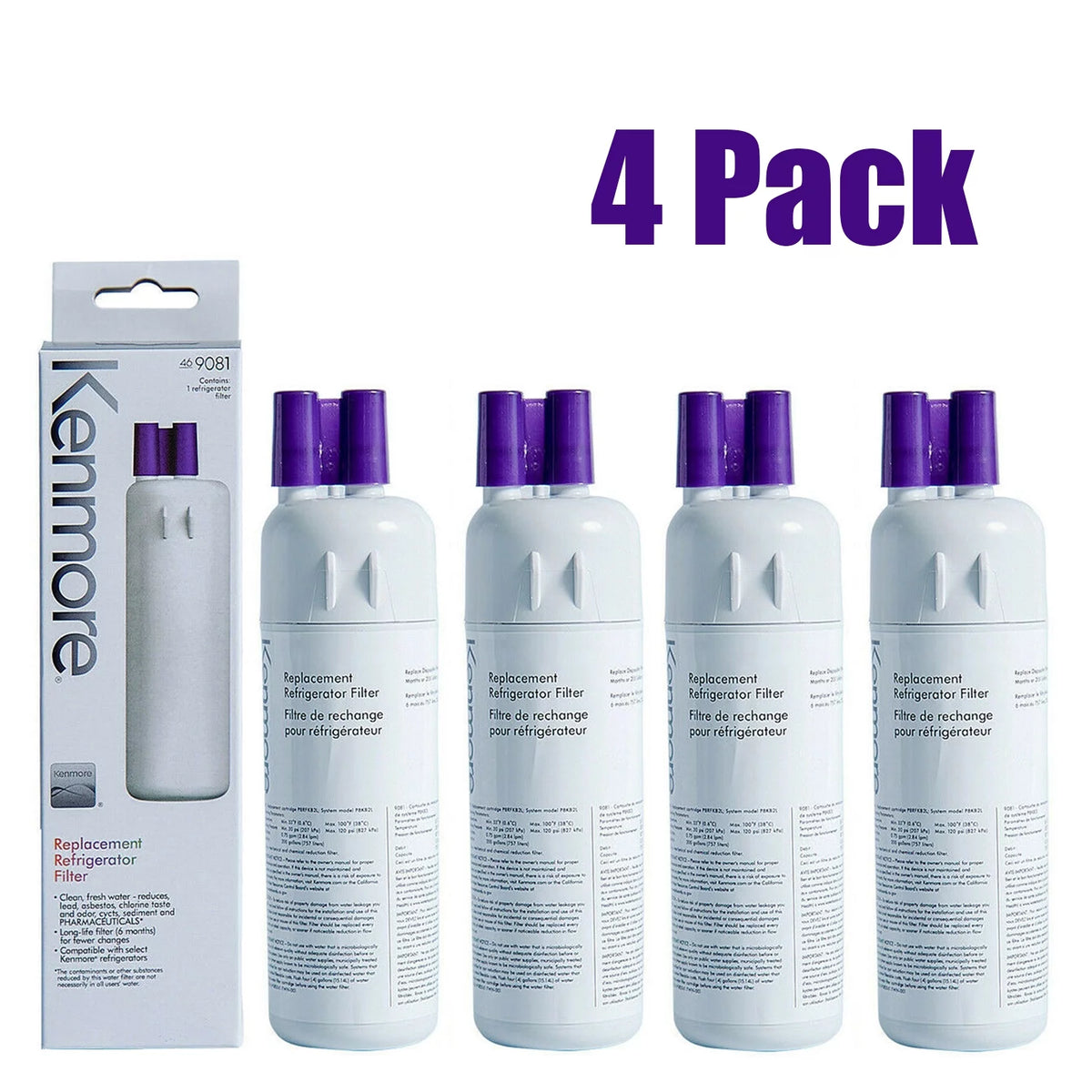 4 Pack Refrigerator Water Filter Replacement N52979