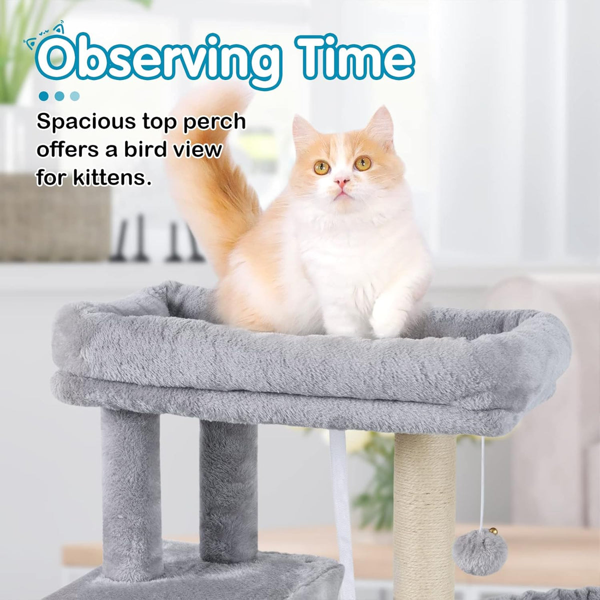 Cat Tree with Adjustable Base, Multi-Level Cat Furniture, Pack of 2 K6511