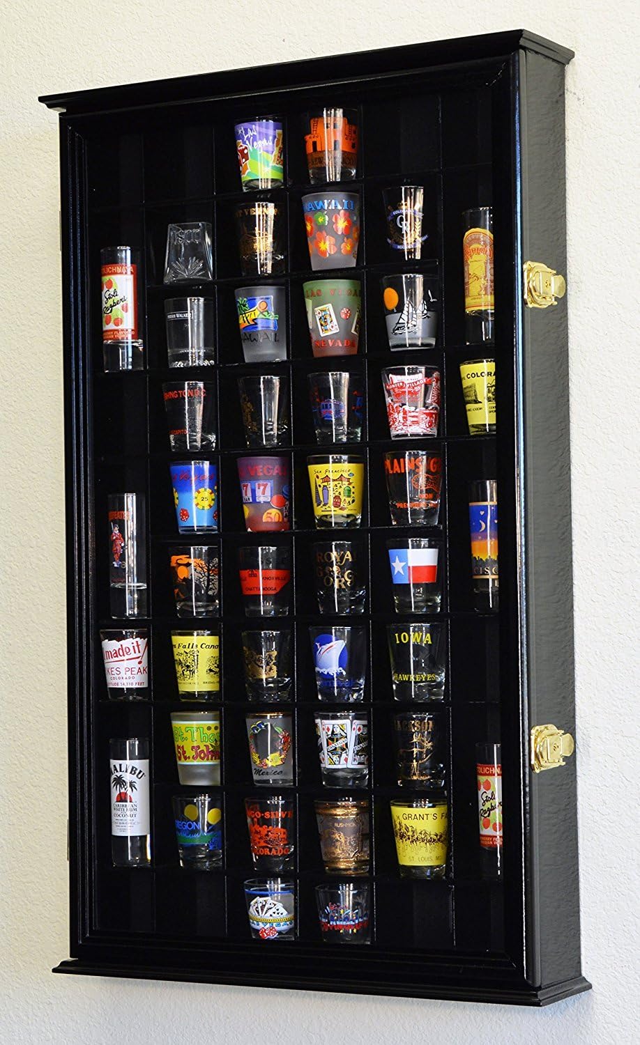 Black Shot Glass Display Case with UV Protection T773880