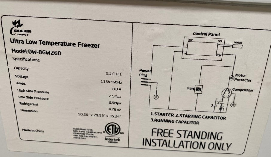 8.1 cu ft -86°C Laboratory Freezer O643