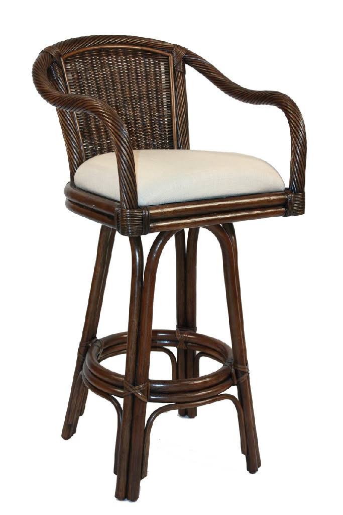 Indoor Swivel Rattan & Wicker Bar Stool in Antique Finish O761