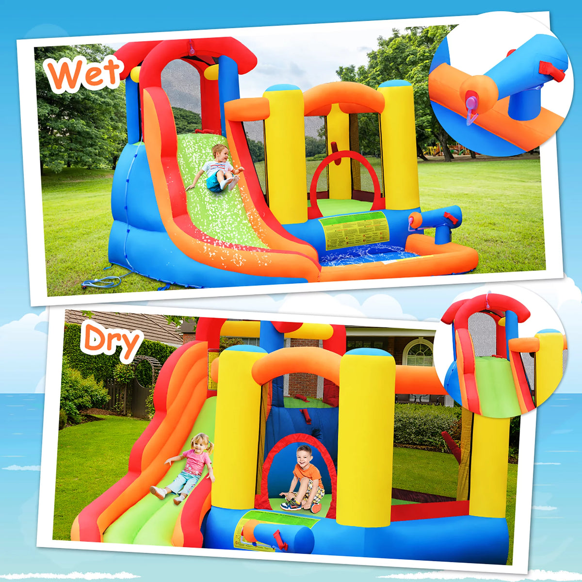 Inflatable Bounce House Water Slide with Splash Pool G2465