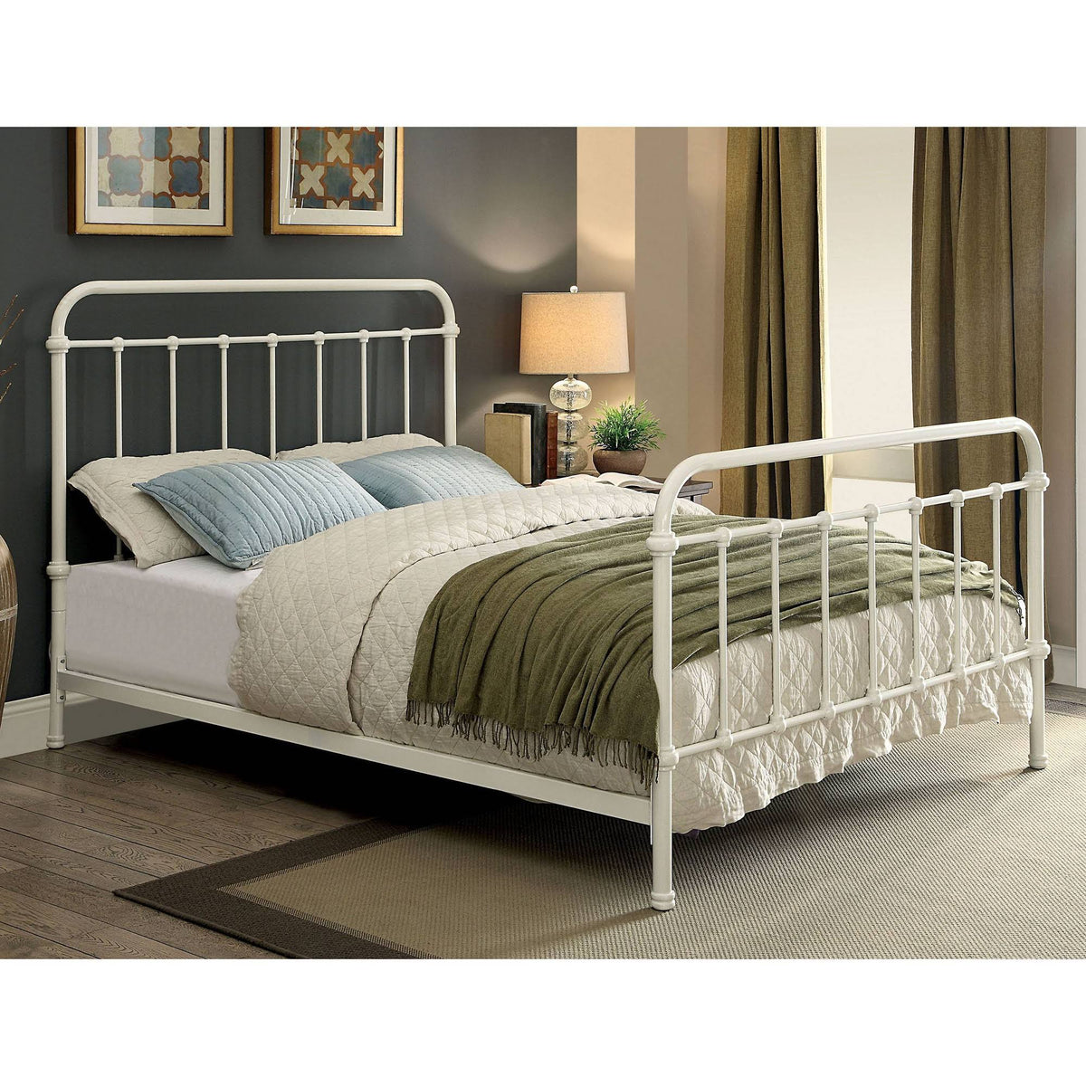 Twin Metal Bed Vintage White P287